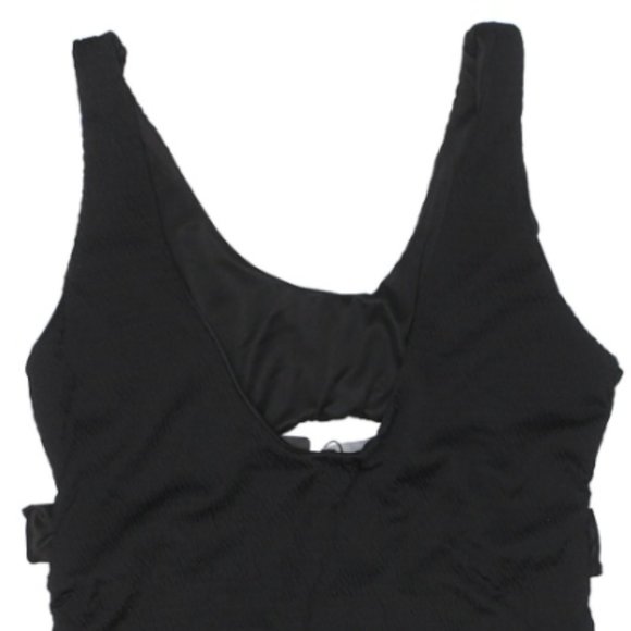 Black Crinkle Cut Out Belted Swimsuit - NWT - Picture 11 of 12